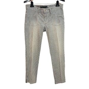 Levi's Striped Distressed Ankle Jeans Blue White Size 10